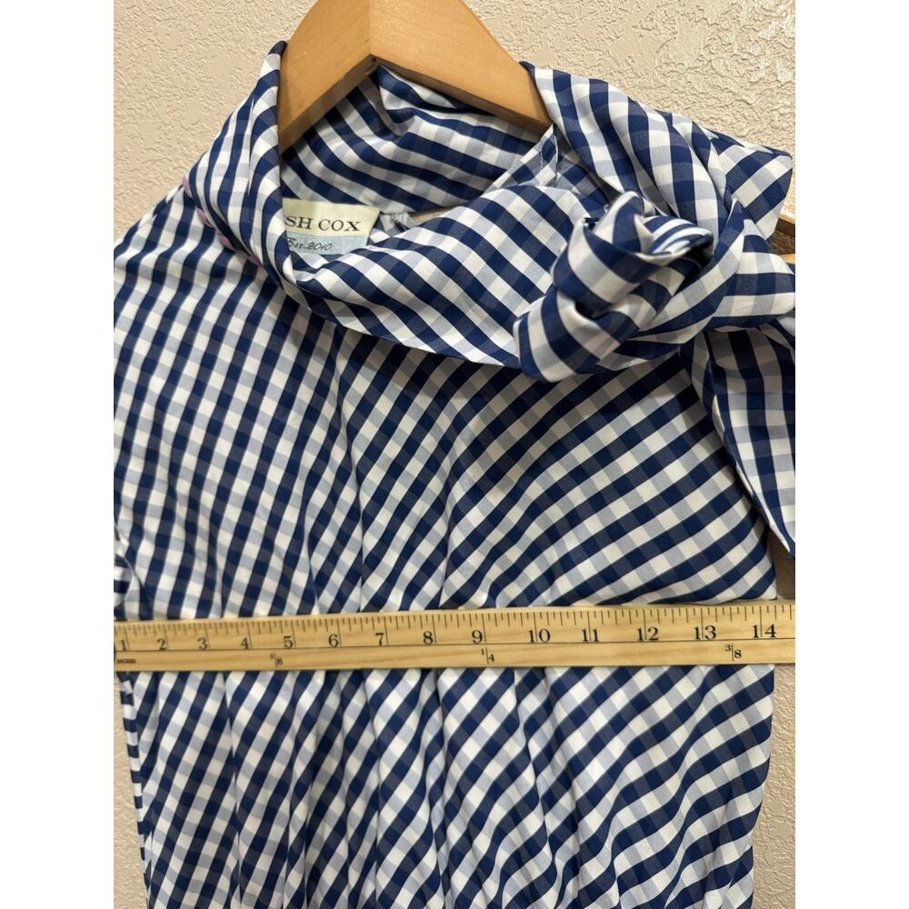 Tish Cox Blue & White Gingham Mini Dress with Neck Tie - Picture 6 of 7
